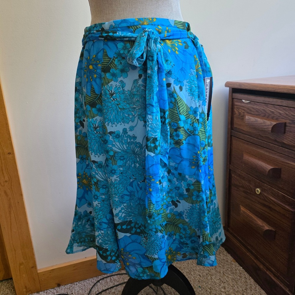 Norton McNaughton Blue Floral Midi Skirt Vintage Y2K Fairy Soft Girl NWT Size 14